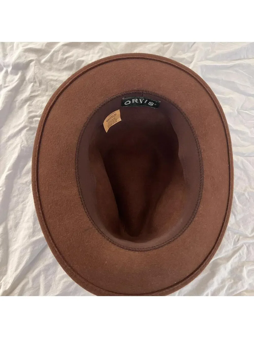 vintage Orvis wool fedora hat with leather band Size M